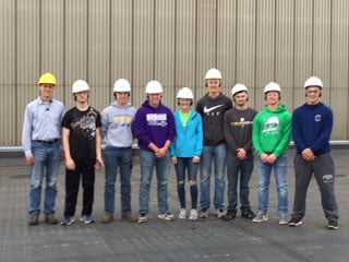 Student in hard hats